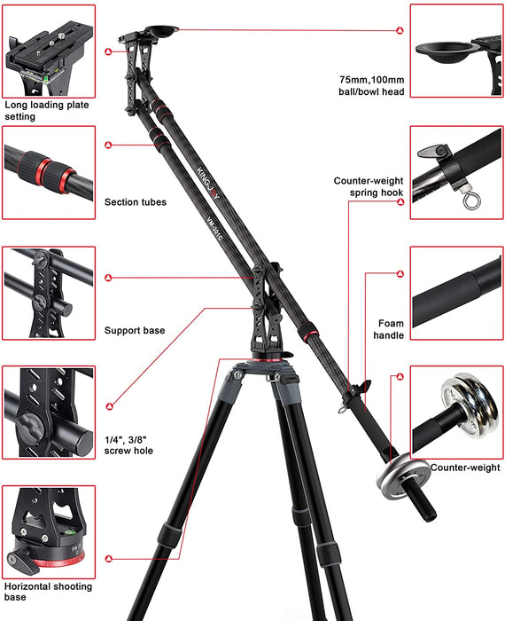 KINGJOY 70 inches Carbon Fiber Jib Arm