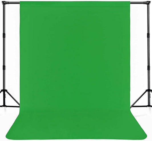 Quality Non Woven Muslin Background Backdrop - Chromakey Green (3 x 6m) with stands
